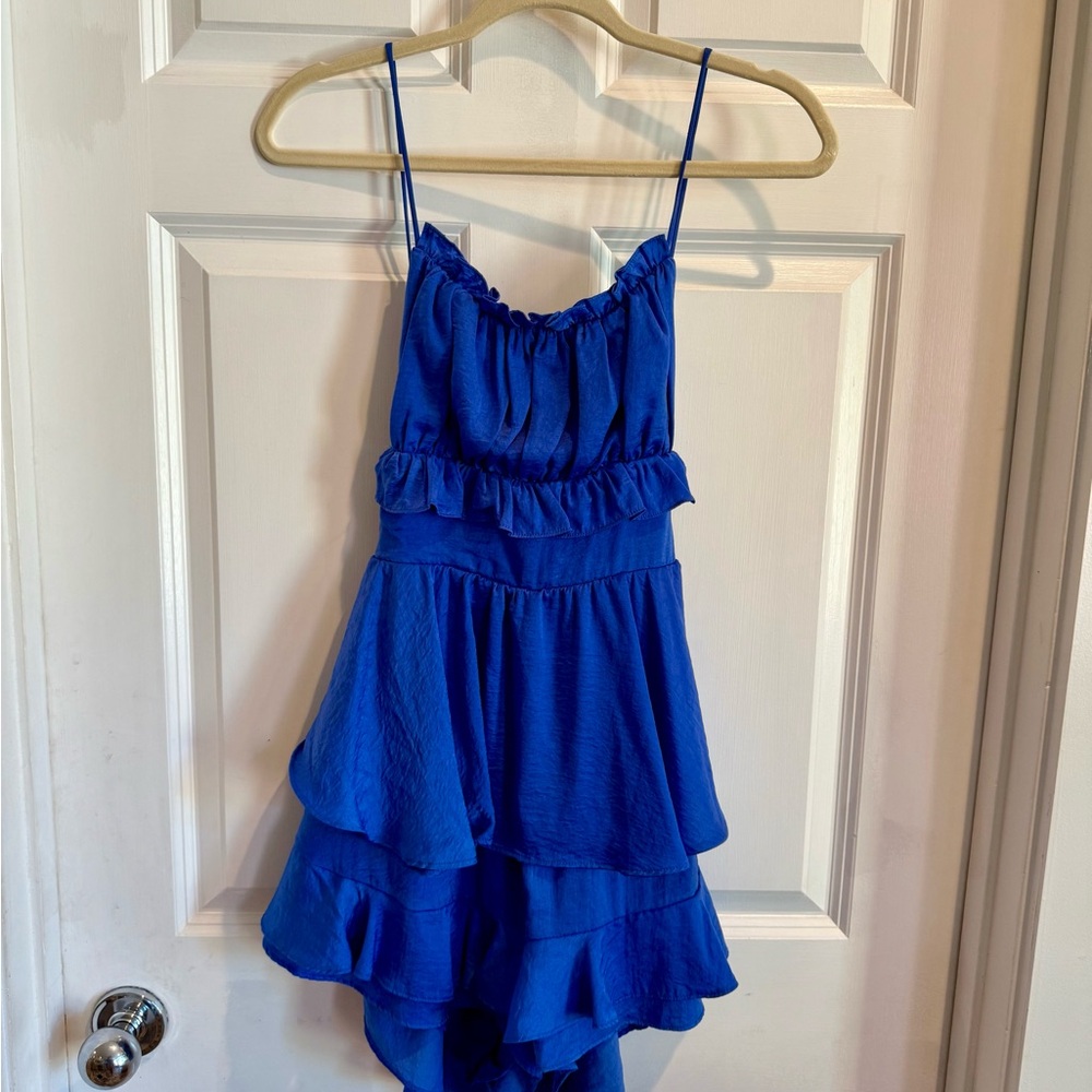 HYFVE Vibrant Blue Romper with Ruffles
